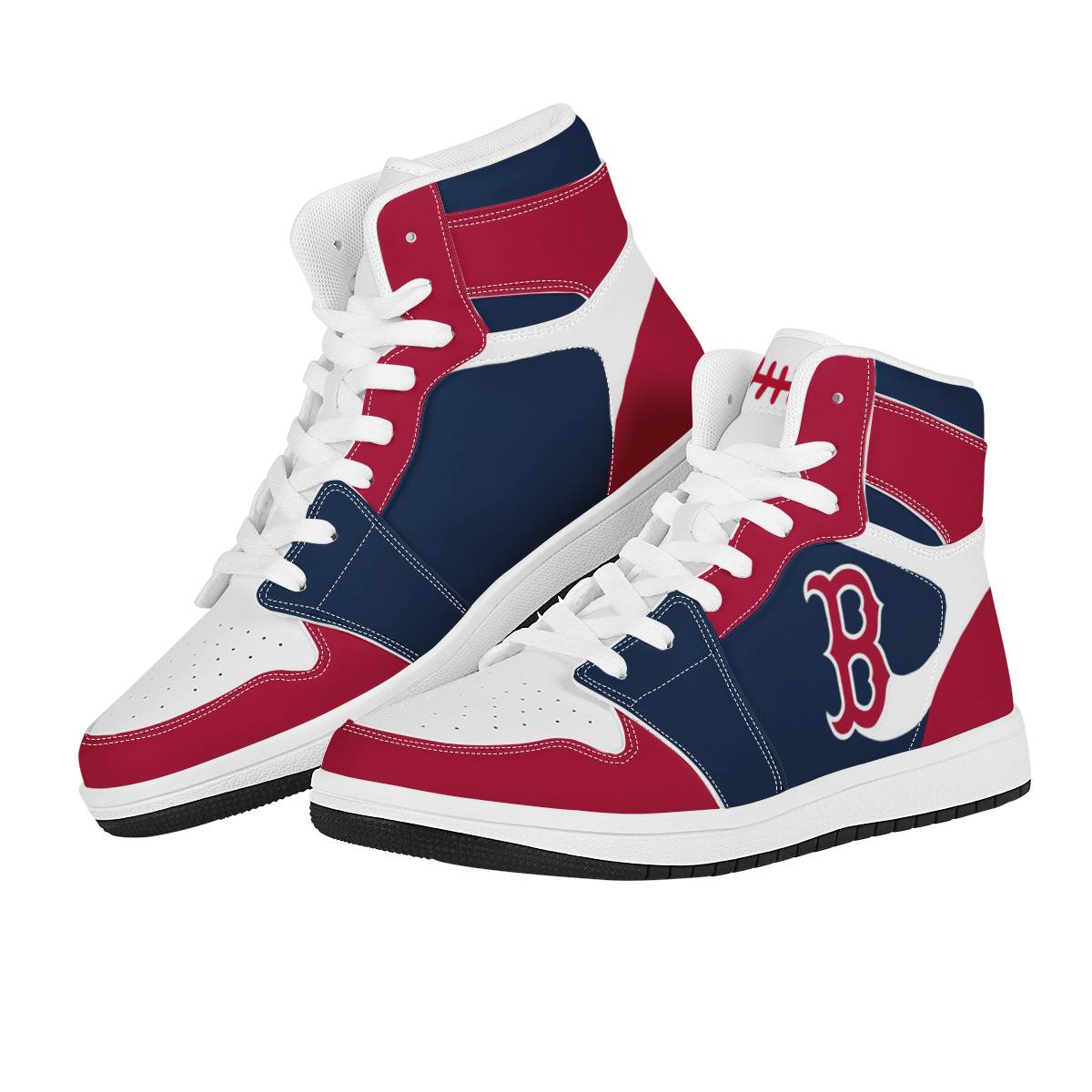 Men's Boston Red Sox High Top Leather AJ1 Sneakers 002